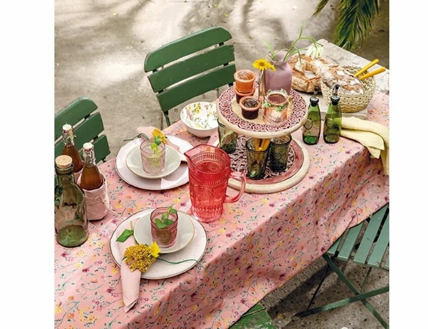 фото Скатерть полиэстер, розовый фон, 80х80 см, Kaemingk