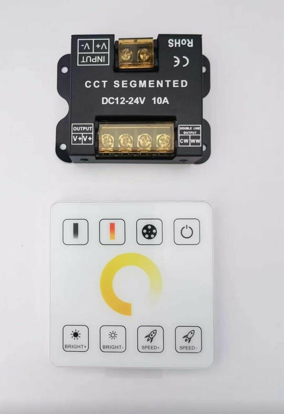 Контроллер для 2х лент 2 colors+cct TOUCH Квадрат с сенсором белый + диммер - фотография № 1