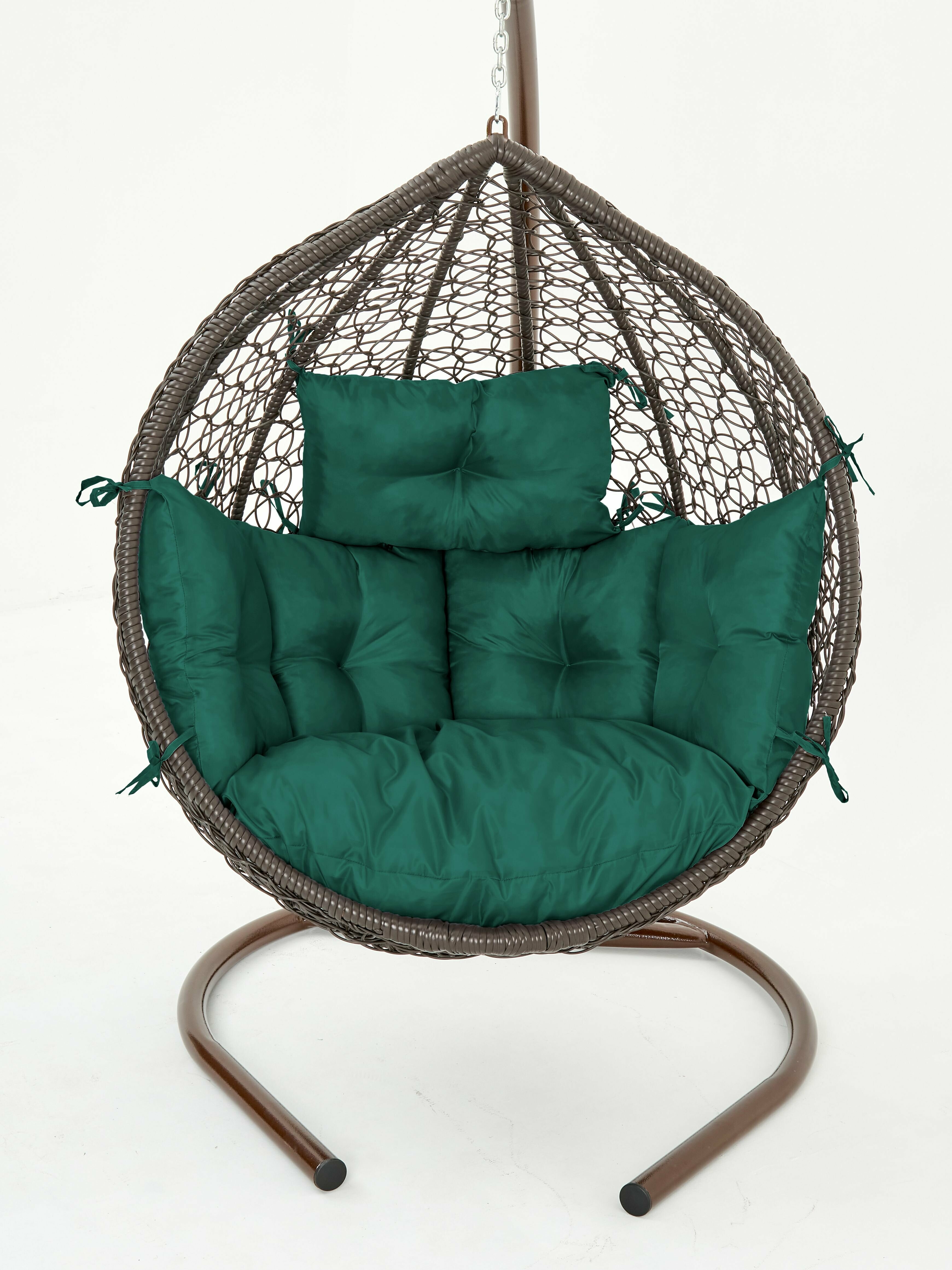 Подвесное кресло кокон садовое Barberries Yova Bubble Plus. Стойка венге до 225 кг, подушка комфорт зеленая - фотография № 3