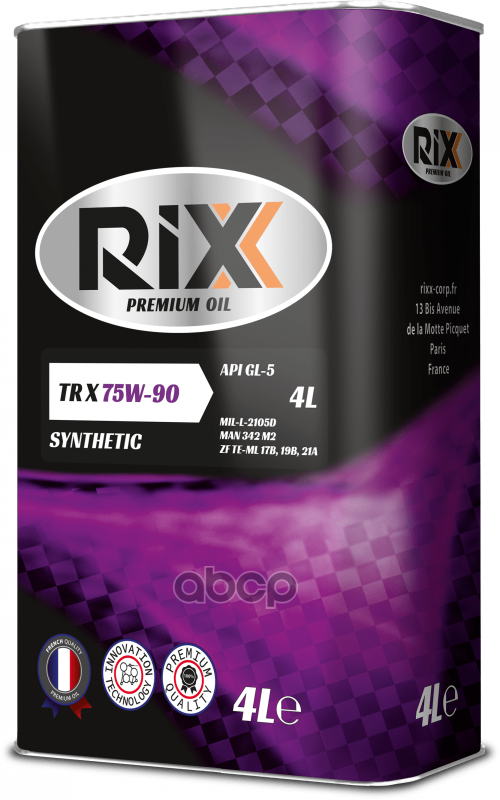 Масло Трансмиссионное Rixx Tr X 75W90 Gl-5 4Л RIXX арт. RX0012TRX