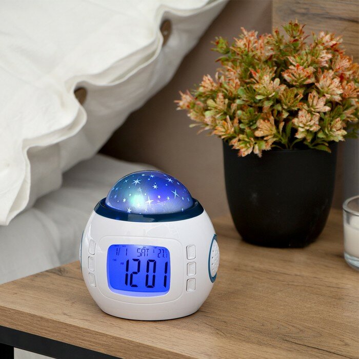фото Будильник Luazon LB-10 "Звездное небо", часы, 8 мелодий, белый