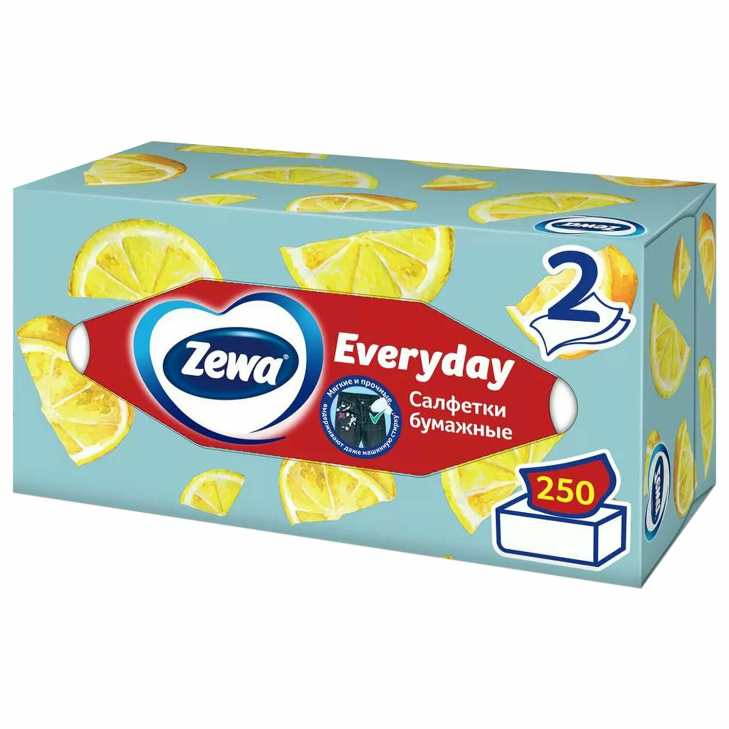 Салфетки косметические 2-слойные в картонном коробе, 250 штук, ZEWA Everyday, 8679 - фотография № 2