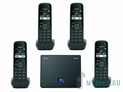 VoIP телефон Gigaset AS690IP QUATTRO (4 радиотрубки в комплекте) черный