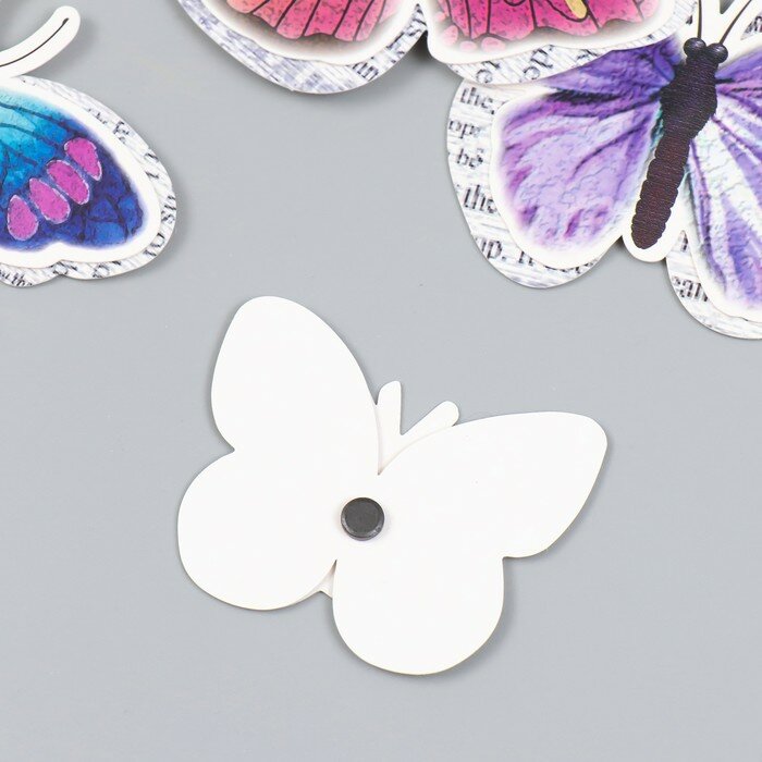 Бабочки картон двойные крылья "Газетные" набор 12 шт h=4-10 см на магните - фотография № 3