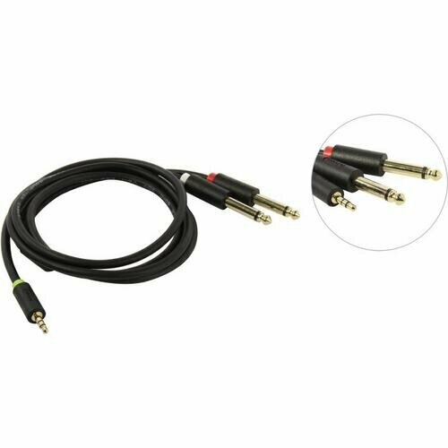 Кабель-адаптер 3.5ST(M)/2X6.35 ST(M), 1.5м, Telecom PRO <TAV6168-1.5M> VCOM Адаптер-переходник Telecom Jack 3.5 mm M/2 x jack 6.35 mm M (TAV6168-1.5M) - фото №1