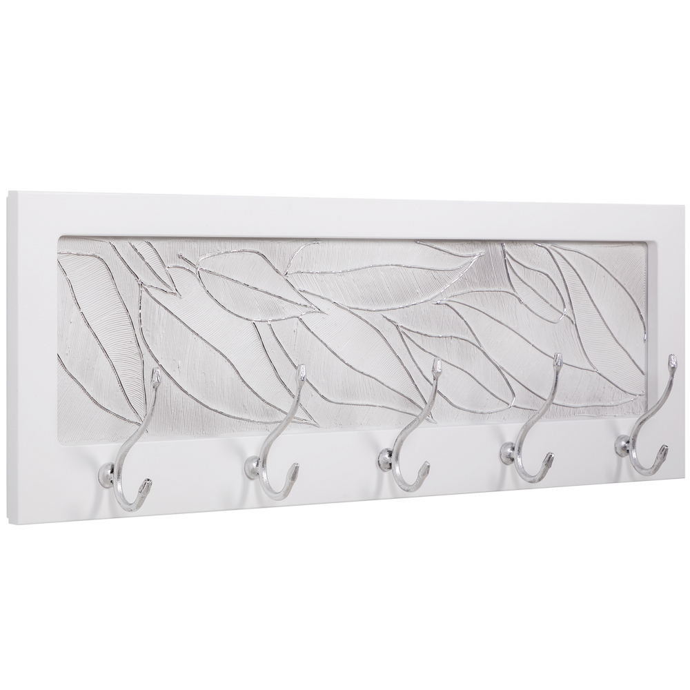 Вешалка настенная BOGACHO Арт белого цвета с крючками серебро ручная работа - фотография № 7