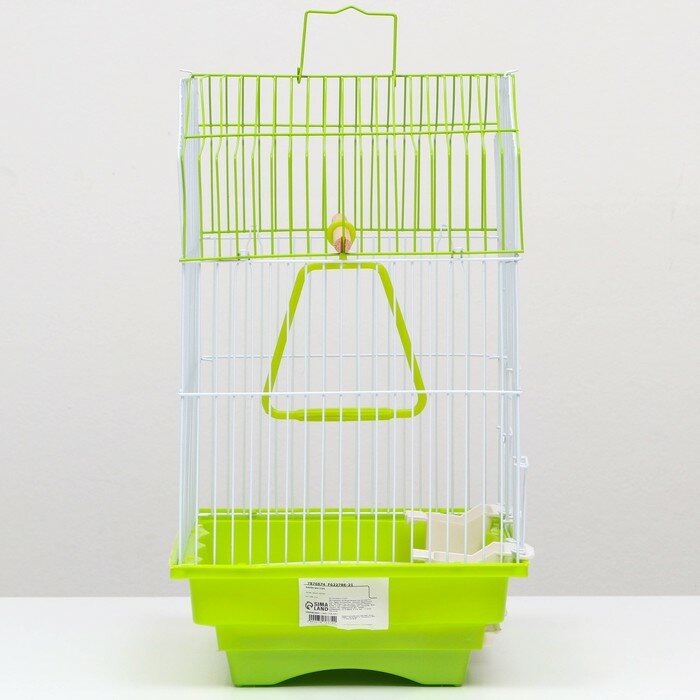 Клетка для птиц укомплектованная, 30 х 23 х 39 см, зелёная - фотография № 2