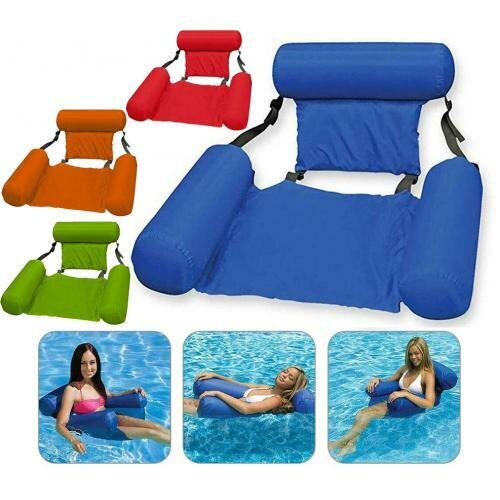 Надувное кресло inflatable Floating Bed, синие - фотография № 4