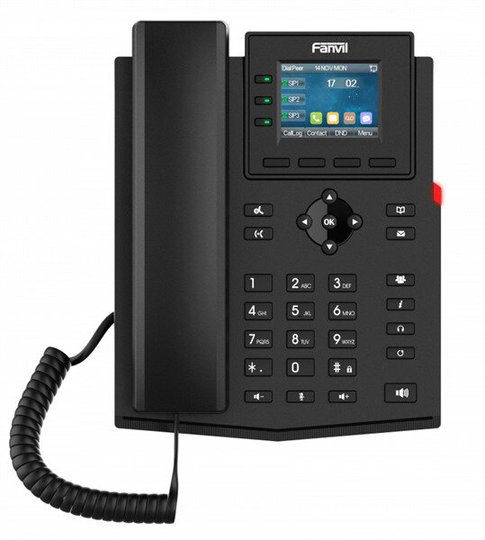 Fanvil X303G 2xEthernet 10/100/1000 LCD 320x240 цветной дисплей 24 6 Parties conference 3 Line Key HD voice 4 SIP Line Opus+IPV6 PSU POE & G