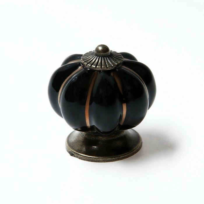 Ручка-кнопка PEONY Ceramics 001, керамическая, черная - фотография № 3