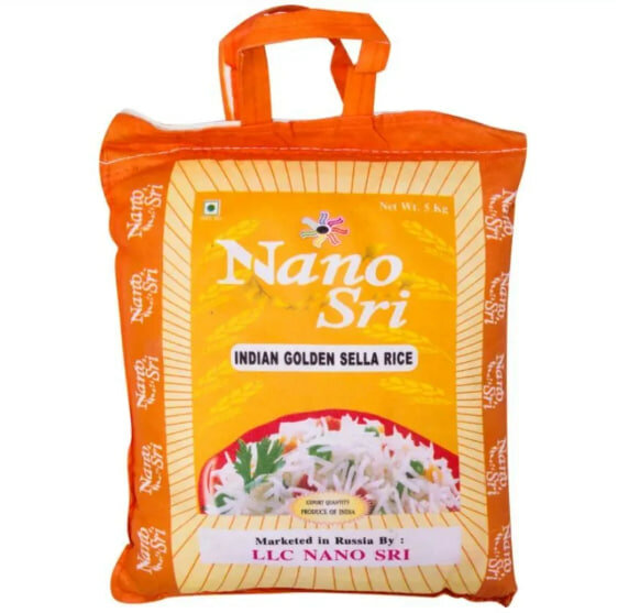 Рис Нано Шри Басмати пропаренный 5 кг в красном мешке(Nano Sri Indian Basmati Par Boiled Rice)