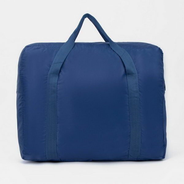 Сумка дорожная, складная в косметичку на молнии, наружный карман, держатель для чемодана, цвет синий - фотография № 2