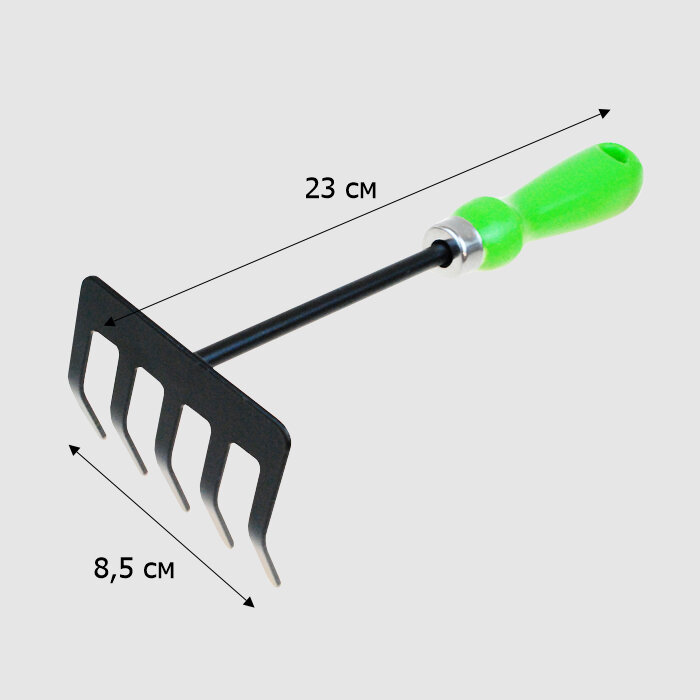 Грабли садовые 5-ти зубые прямые с металлическим черенком и пласт ручкой `Урожайная сотка` Стандарт - фотография № 2