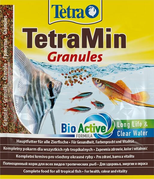 Tetra TetraMin Granules основной корм для всех видов аквариумных рыб, гранулы 15 г