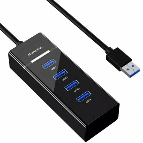 Разветвитель USB3.0 KS-is KS-728 хаб - концентратор 1 порт USB3.0 + 3 порта USB2.0 кабель 1.2 метра - чёрный