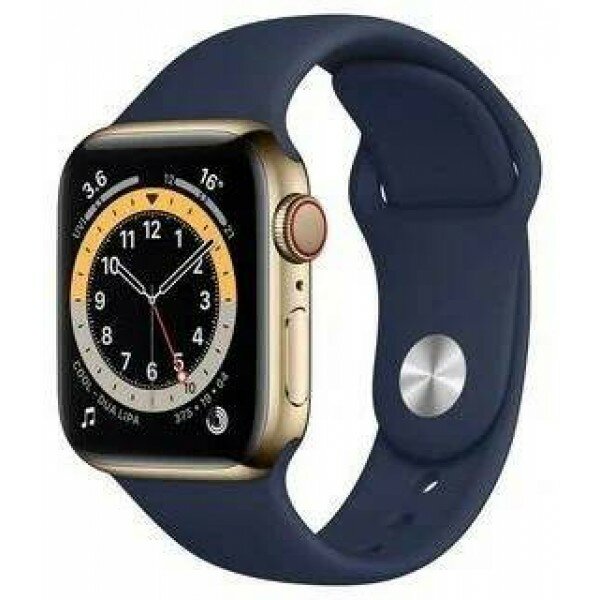 Умные часы Apple Watch Series 6 40 мм Steel Case GPS + Cellular, золотистый/deep navy sport band