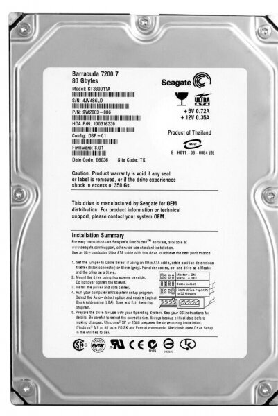 Жесткий диск Seagate 80 Gb ST380011A IDE