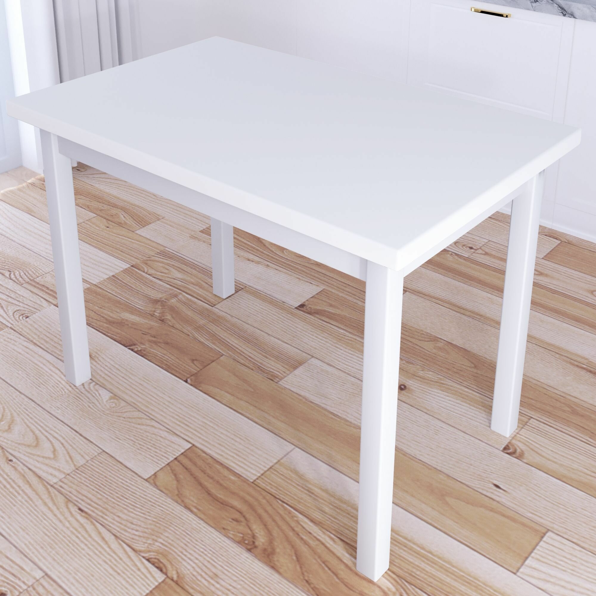 Стол кухонный Классика со столешницей из массива сосны 40 мм, цвет белый, 90х60х75 см - фотография № 1