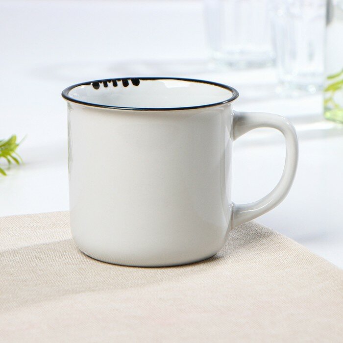 фото Кружка керамическая Доляна «Эмаль», 340 мл, цвет белый
