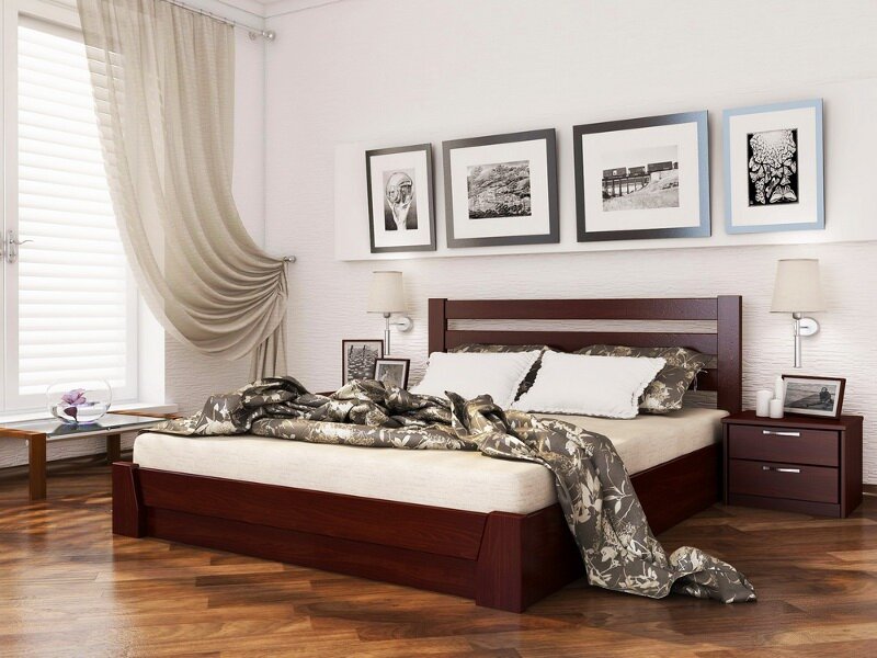 Кровать с подъемным механизмом Селена массив дерева; размер спального места (ШхД): 140х200; цвет могано