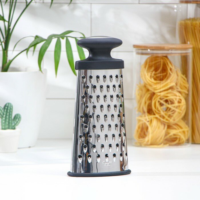 фото Тёрка овальная Доляна «Профи», 24×12×6 см, прорезиненная, цвет ручки чёрный