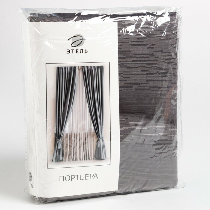 Штора портьерная Этель "Фактура"цв.серый,на шторн.ленте 145*265 см,100% п/э - фотография № 5