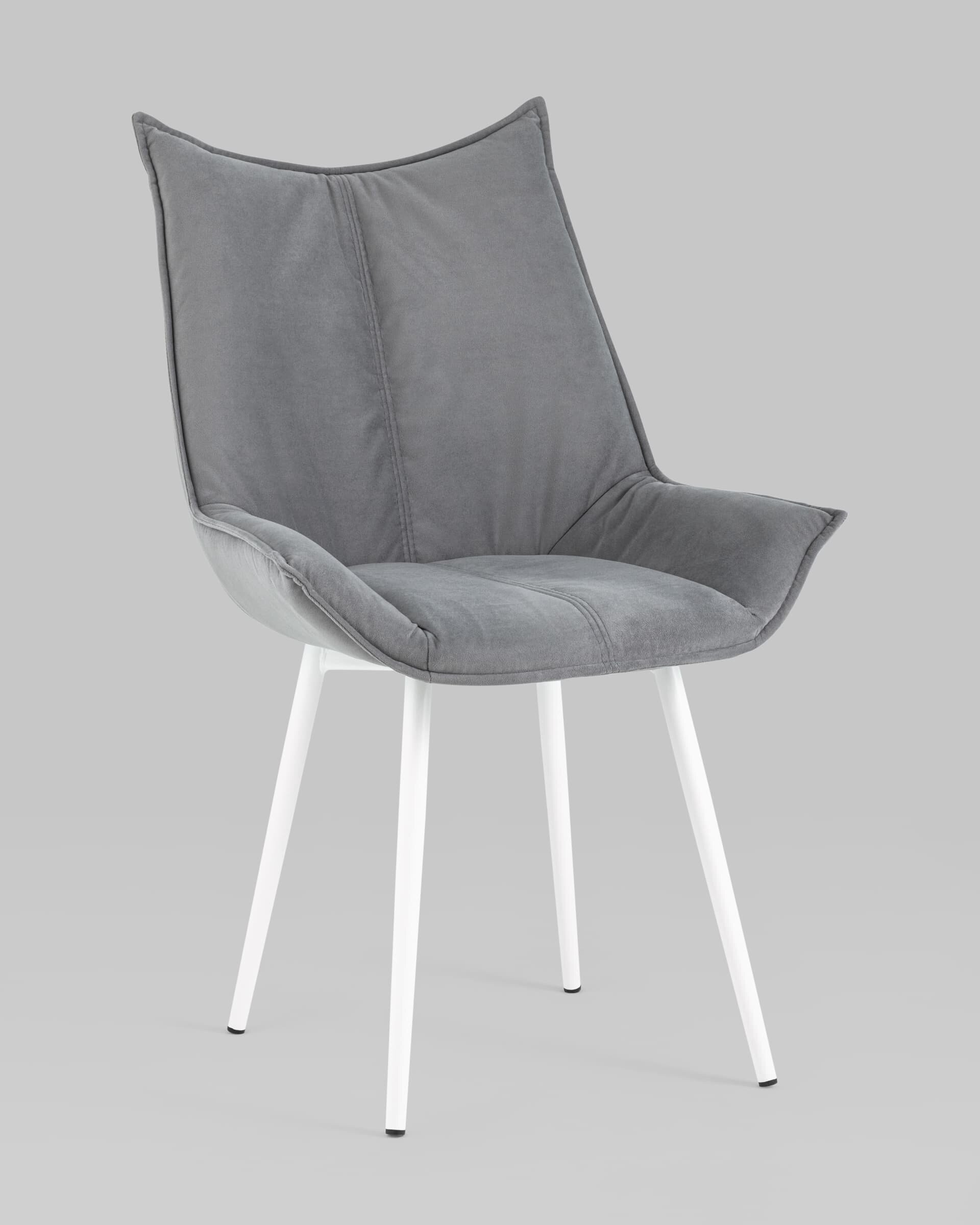 Стул STOOL GROUP Осло Велюр серый/Белые ножки