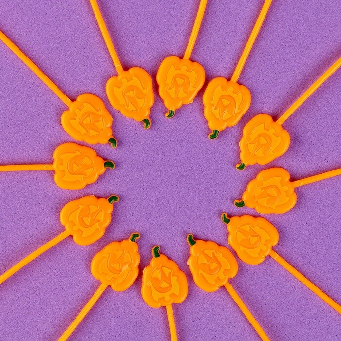 Шпажки «Тыква», в наборе 12 штук, цвет оранжевый - фотография № 1