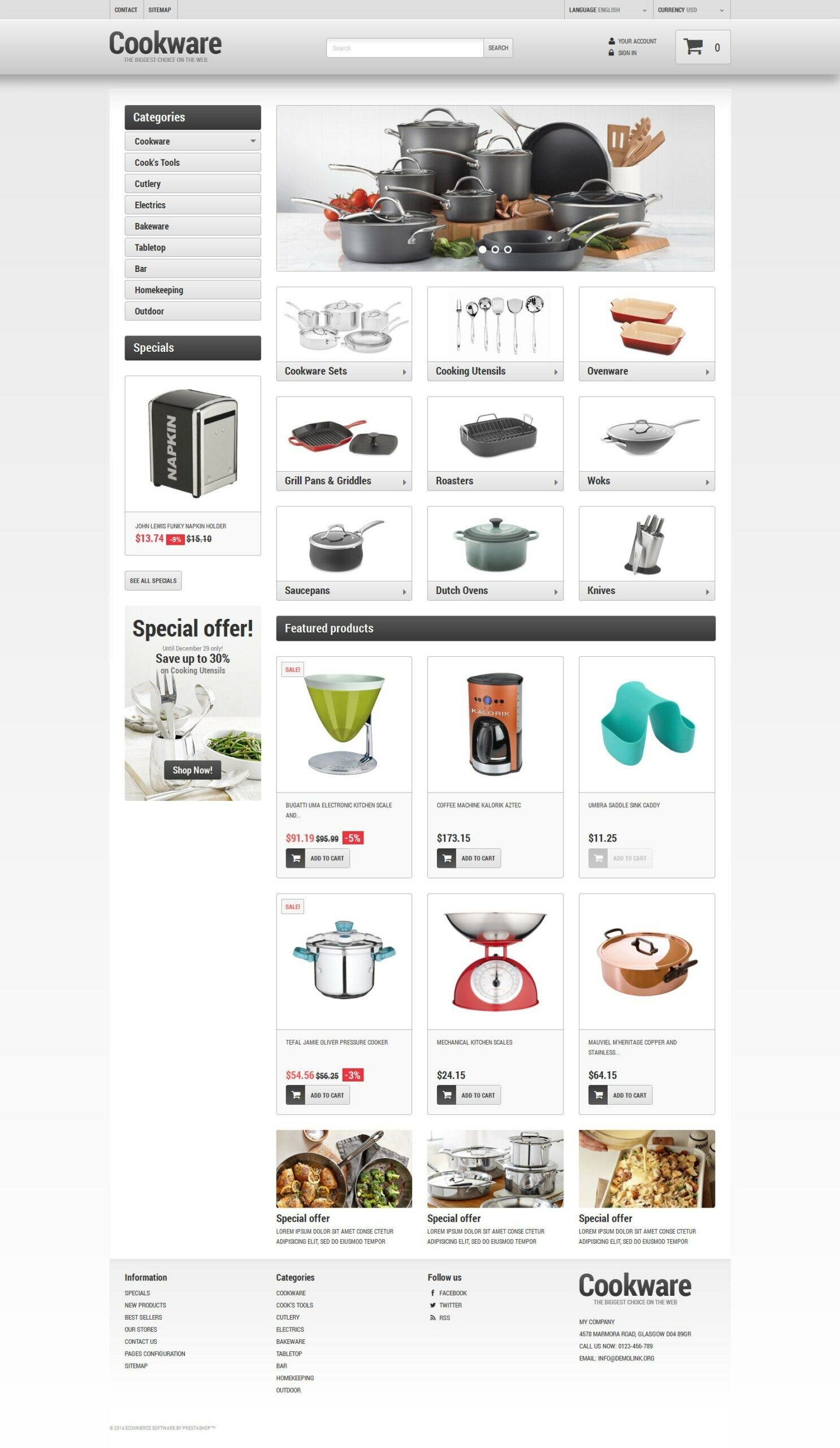 Kitchen Supplies Store Тема PrestaShop