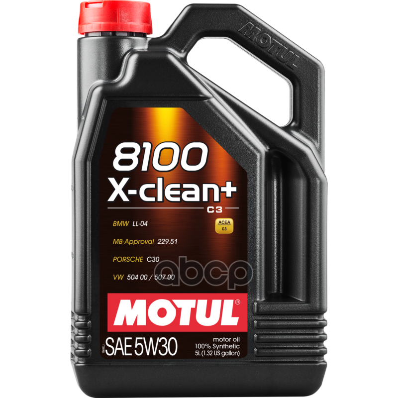 MOTUL Motul 5W30 8100 X-Clean + (5L)_Масло Мотор._ Синтacea C3 Vw 507.00/504.00 Porsche C30 Mb 229.51