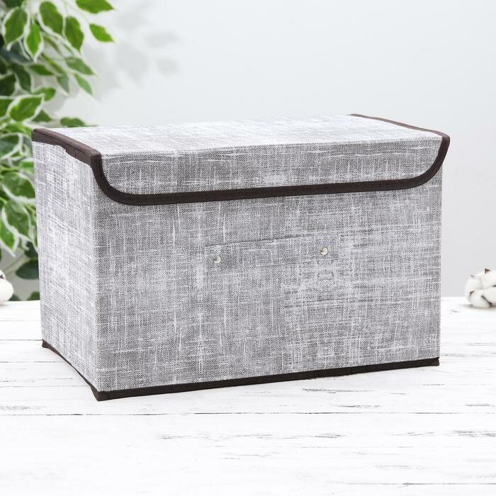 Короб стеллажный для хранения с крышкой «Ронда», 38×24×24 см, цвет серый - фотография № 1
