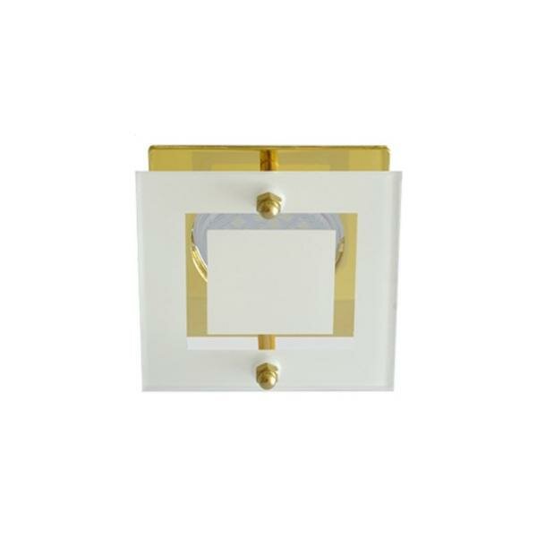 Встраиваемый светильник Ecola DL200 MR16 GU5.3 св-к квадрат со стеклом Прозр. Матовый/Золото 45x77 FG16ASECB (3 шт.)