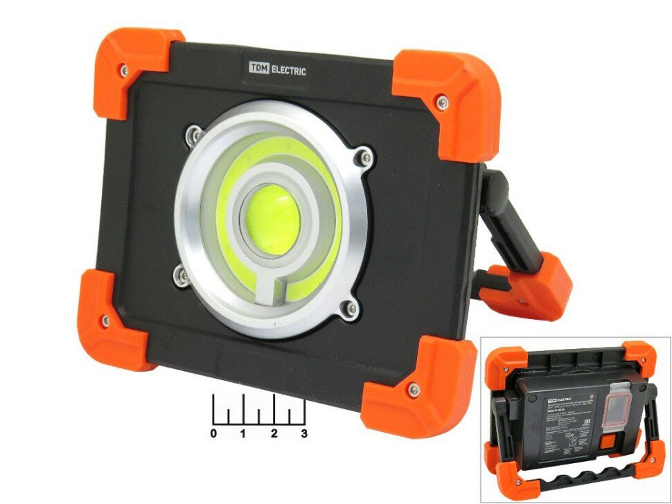 фото Прожектор светодиодный 220V 20W 1LED COB переносной аккумуляторный (з/у micro USB) TDM ФП6