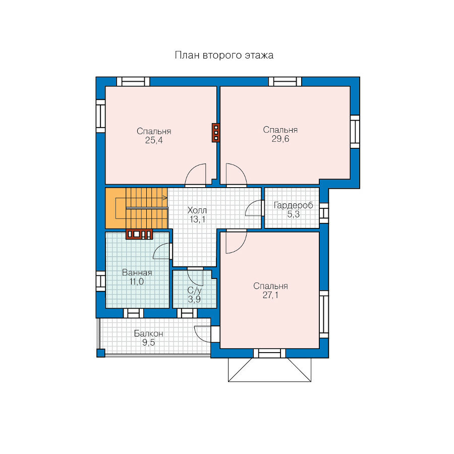 57-39D-Catalog-Plans - Проект двухэтажного дома из газобетона с террасой - фотография № 3