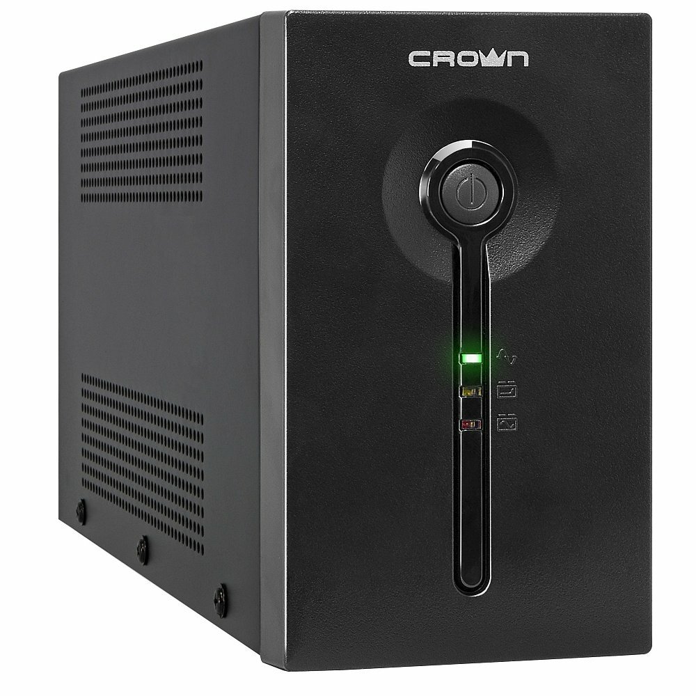 ИБП Crown CMU-SP650EURO 650VA, металл, 1x12V/7AH, розетки 2*EURO+1, RJ11/45 черный