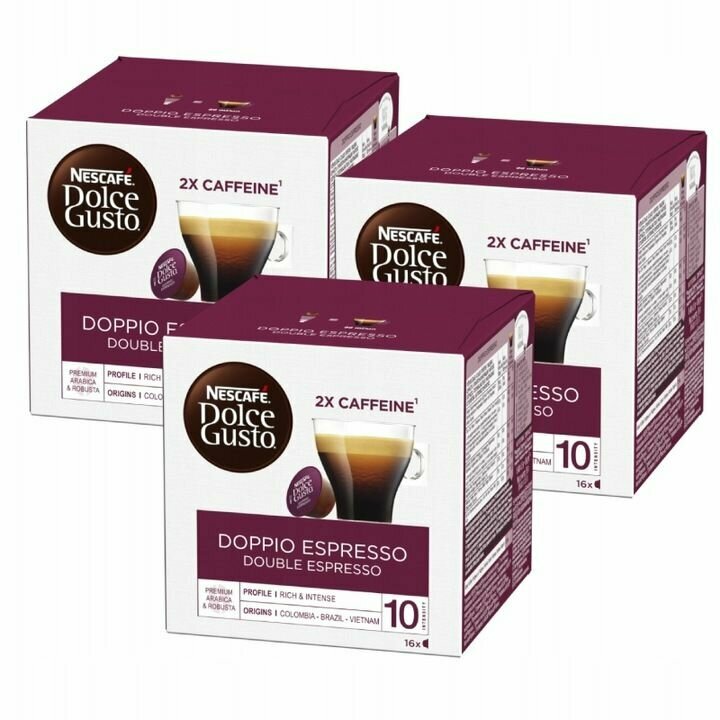 Кофе в капсулах Nescafe Dolce Gusto Doppio Espresso 3 упаковки по 16 Капсул / Нескафе Дольче Густо Эспрессо - фотография № 1