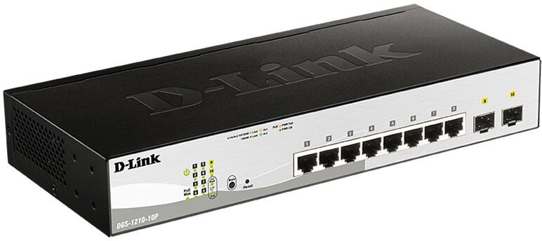 Коммутатор D-Link DGS-1210-10P/FL1A 8G 2SFP 8PoE+ 65W управляемый