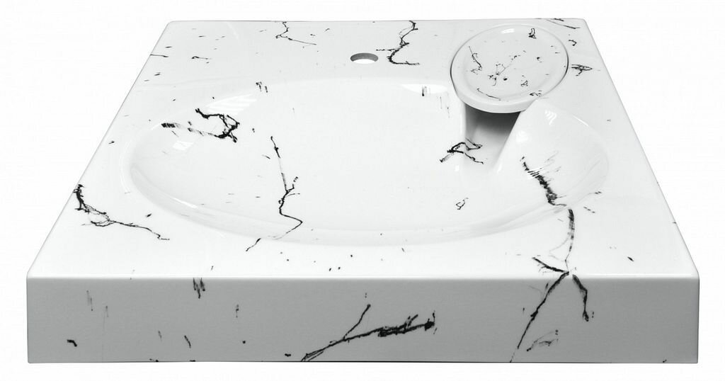 Раковина над стиральной машиной Azario Carmen 60 см CS00078503, белый мрамор - фотография № 1