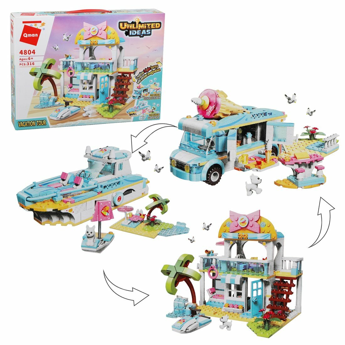Конструктор Райский отдых 3в1, 316 деталей Наша Игрушка 4804