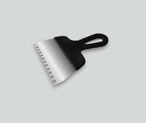 Decor Шпатели серии "Black Edition", лезвие имеет прямой угол, зубчатый (д. 200мм, ш. 55мм, т. 0,38мм, зуб 4*4 мм, пластиковая ручка, нерж. сталь)