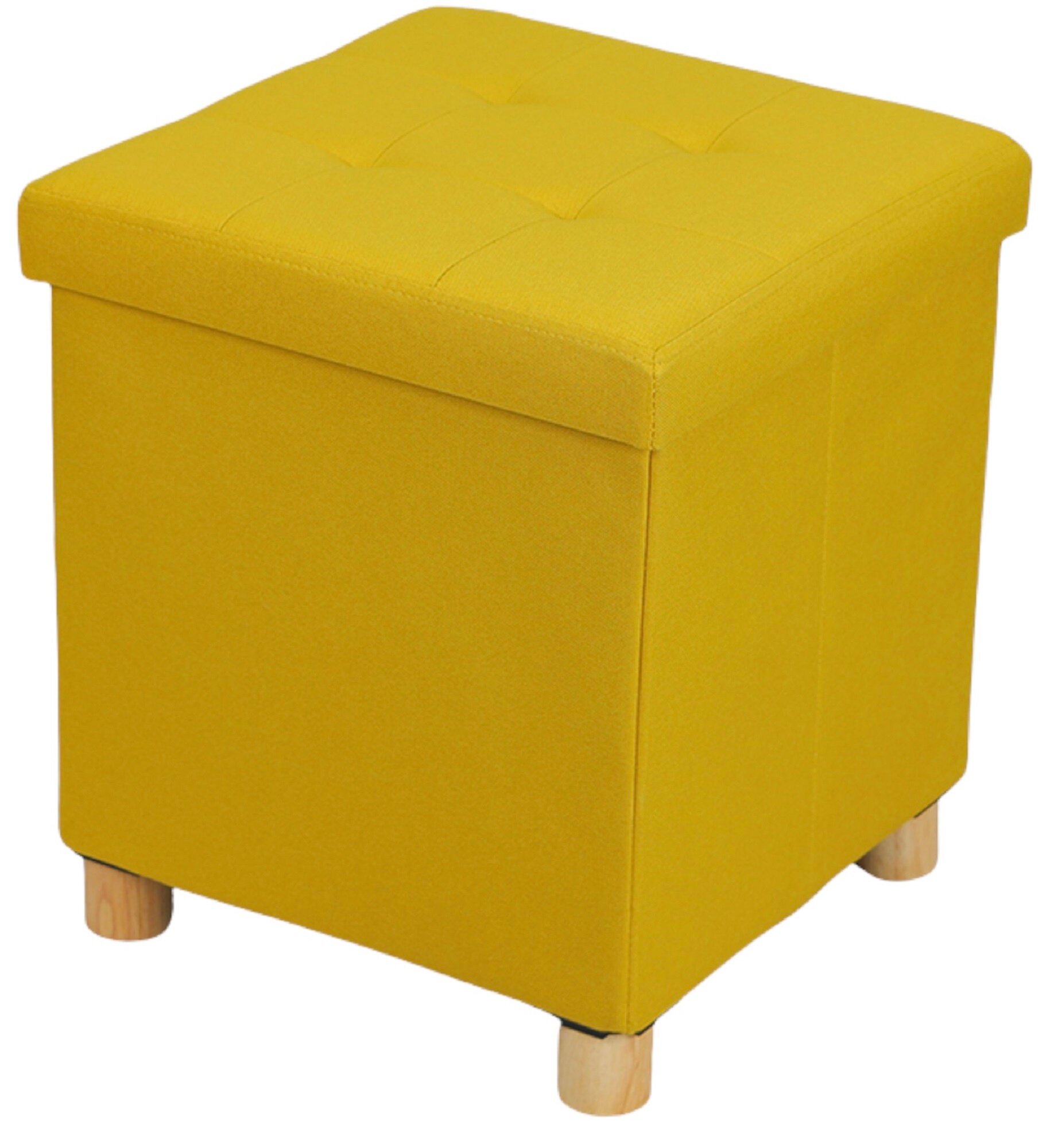 Пуф-столик складной 38х38х43 см цвет желтый - фотография № 1