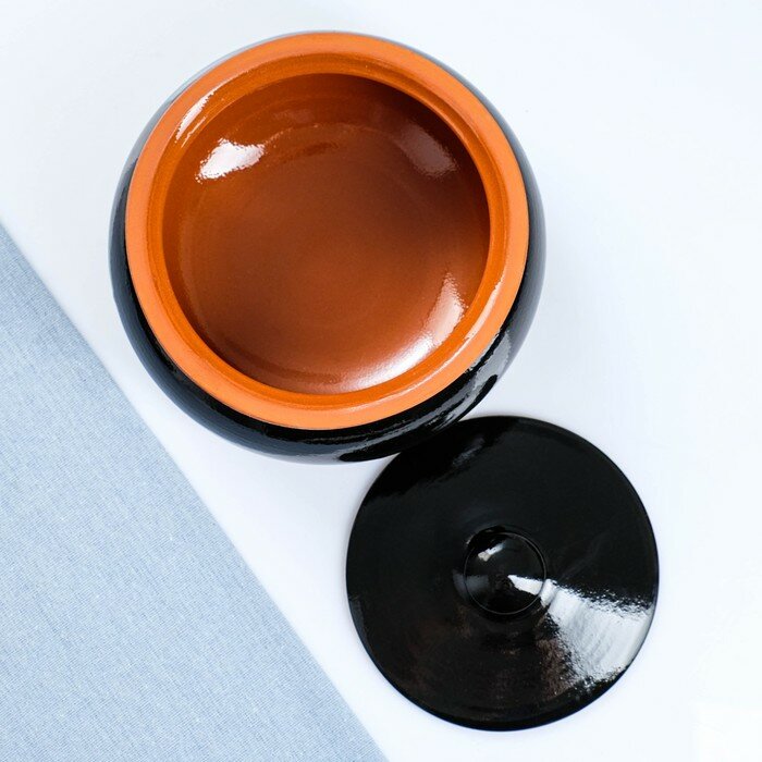 Набор посуды "Вятская керамика" 2,5л + 4х0,5л + ложка, черный - фотография № 4
