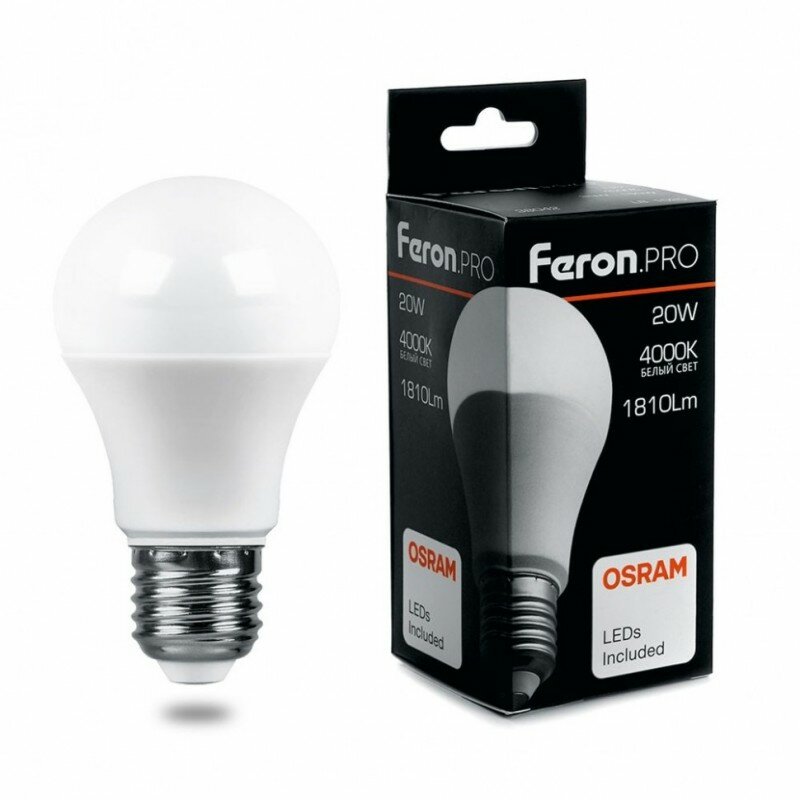 Feron Лампа светодиодная, (20W) 230V E27 2700K A65, LB-1020 38041