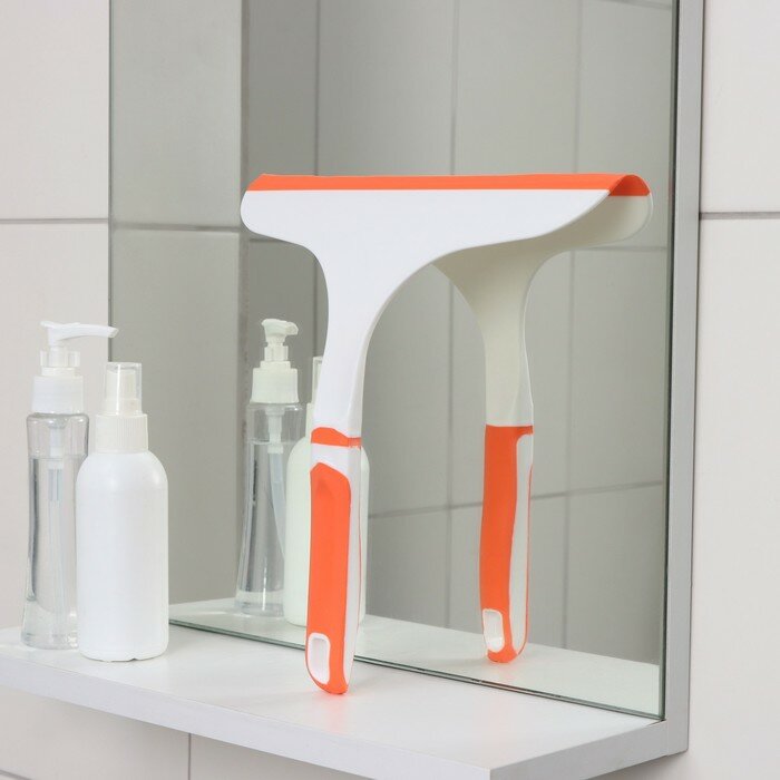 фото Водосгон с нескользящей ручкой Raccoon Orange, сгон силикон, 25×24 см