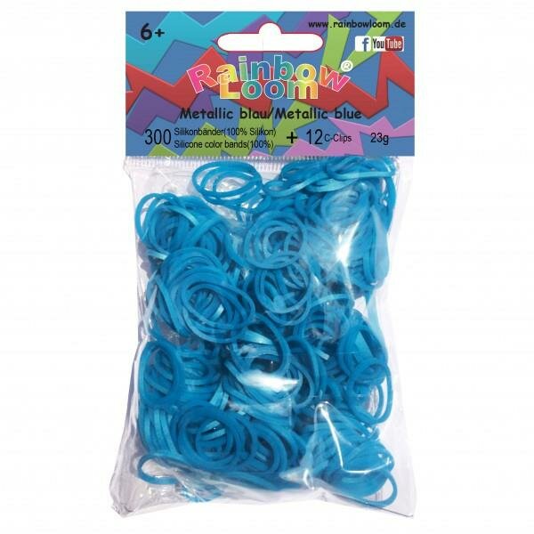Резинки для плетения браслетов Rainbow Loom Силикон Металлик Голубой Metallic Blue (B0297)