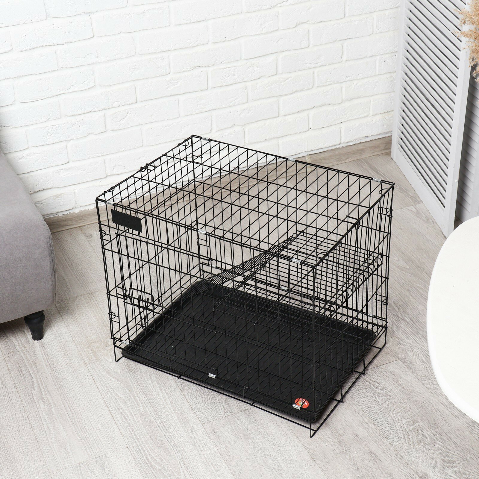 Клетка для собак и кошек, двухъярусная 61 х 42 х 50 см, чёрная - фотография № 3