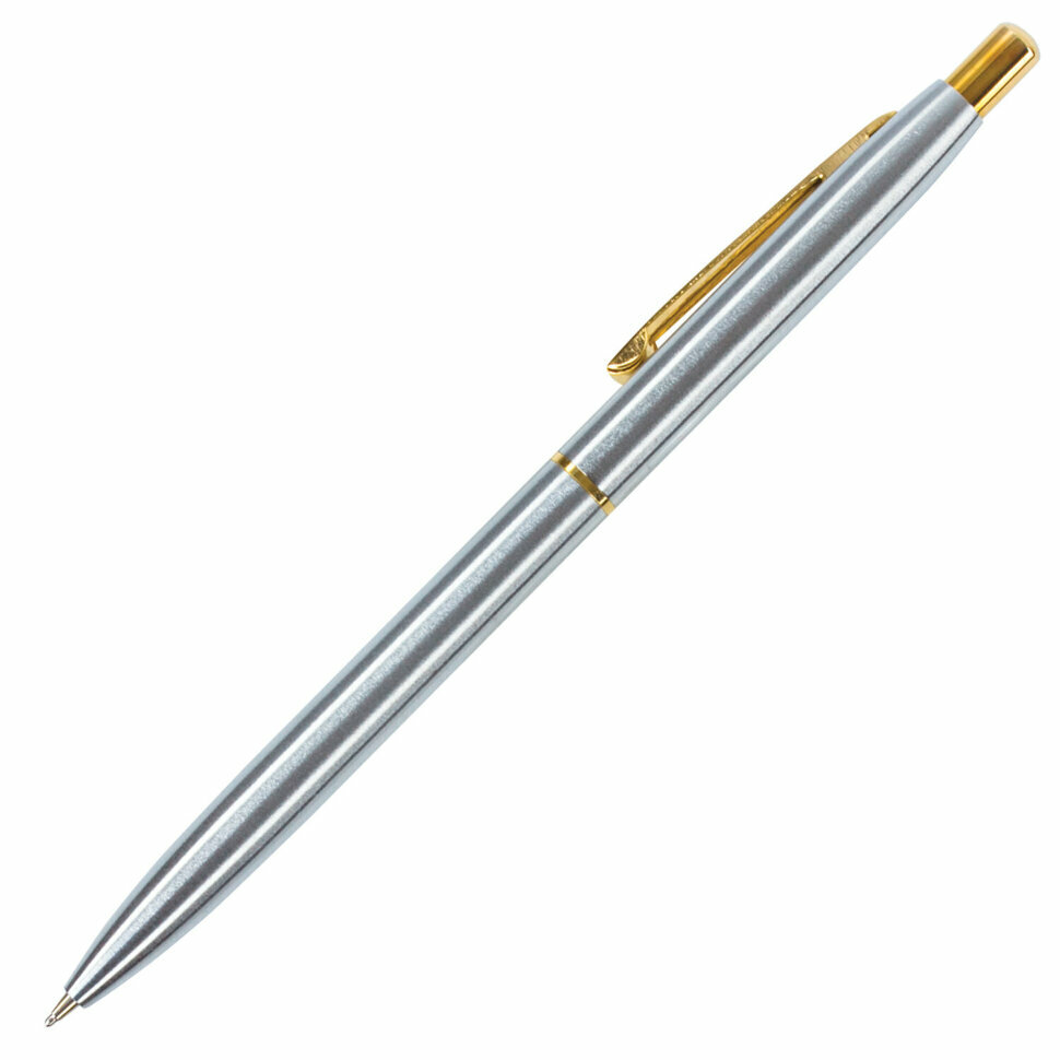Ручка подарочная шариковая BRAUBERG Brioso, синяя, корпус серебристый с золотистыми деталями, линия письма 0,5 мм, 143463, 143463 - фотография № 3
