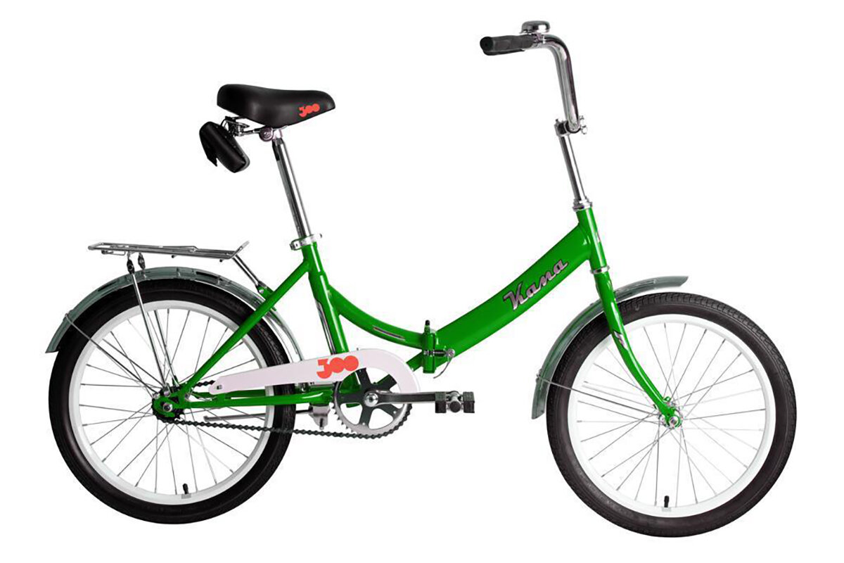 Городской велосипед Кама 20, без фонаря (2023) зеленый Один размер