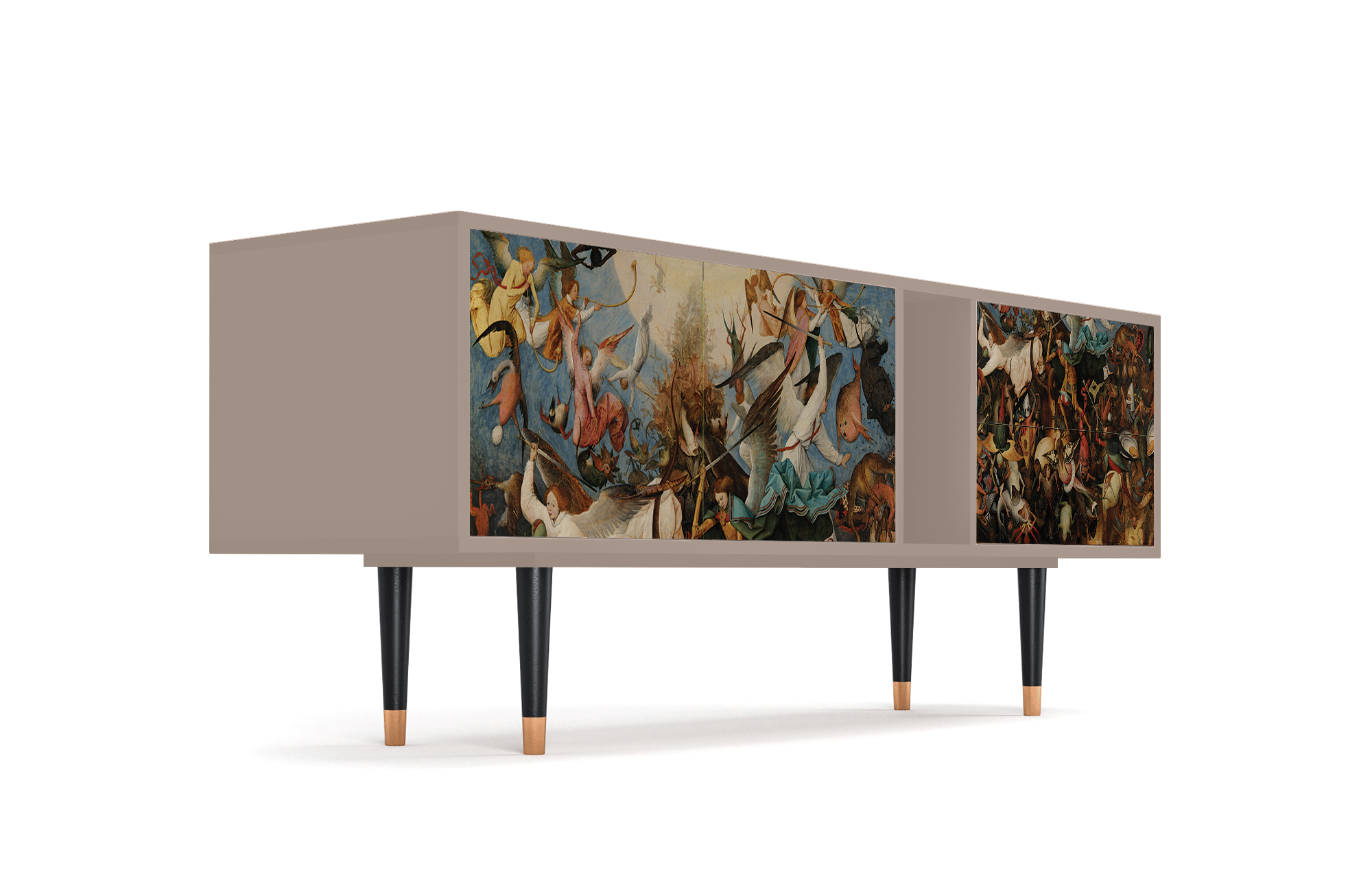 ТВ-Тумба - STORYZ - T1 The Fall of the Rebel Angels by Pieter Bruegel the Elder, 170 x 69 x 48 см, Бежевый - фотография № 4