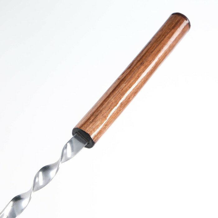 Шампур уголок, с деревянной ручкой "Эко" рабочая часть - 35 см, 58 х 1.2 см, сталь - 2 мм, - фотография № 3